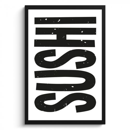Poster met lijst - Japandi - Sushi - Zwart - Vintage