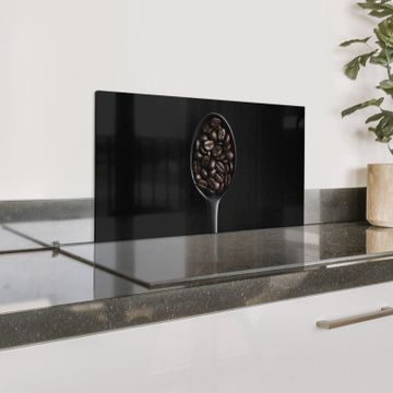 Spatscherm Aluminium - Koffiebonen - Lepel - Zwart