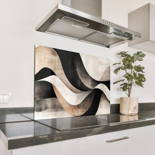 Spatscherm Aluminium - Abstract - Golven - Zwart - Verweerd