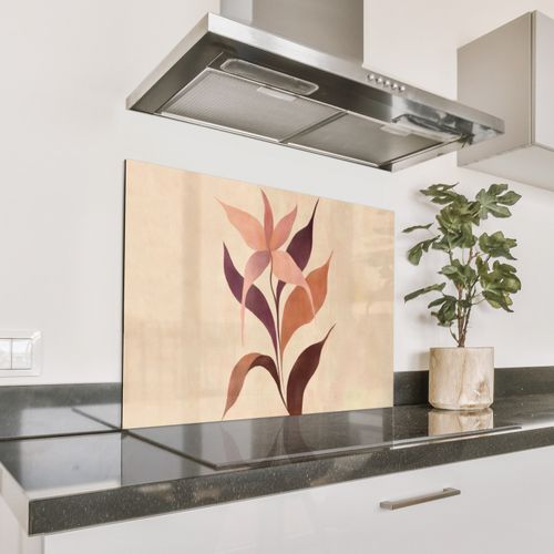 Spatscherm Aluminium - Minimalistisch - Bloem - Bladeren - Beige