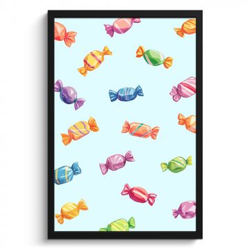 Poster met lijst - Blauw - Patroon - Snoep