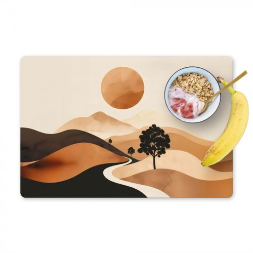 Placemat vinyl - Zon - Heuvels - Boom - Abstract