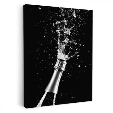 Canvas schilderij - Champagne - Zwart - Spetters - Popping