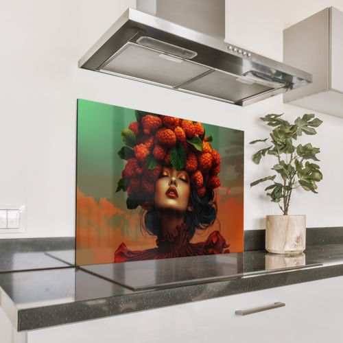 Spatscherm Aluminium - Vrouw - Frambozen - Bladeren