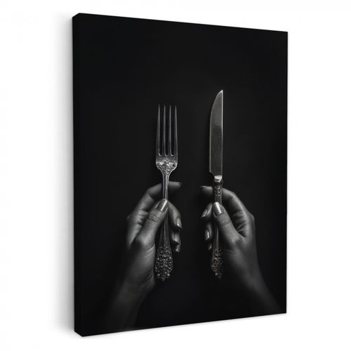 Canvas schilderij - Bestek - Zwart - Wit