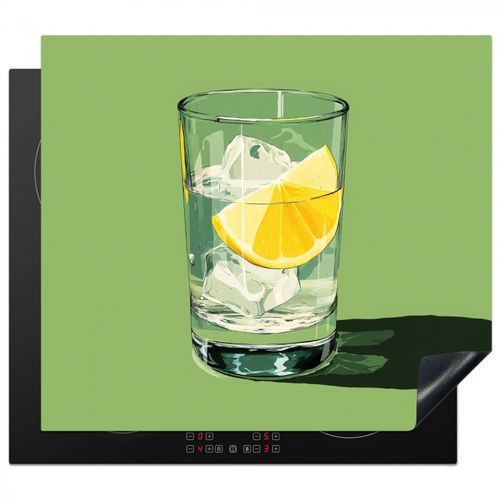 Inductie beschermer - Glas - Citroen - Ijsblokjes - Groen