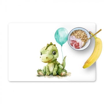 Placemat vinyl - Draak - Baby dier - Blauwe ballon