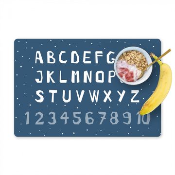 Placemat vinyl - Alfabet - Blauw - Cijfers - Kind
