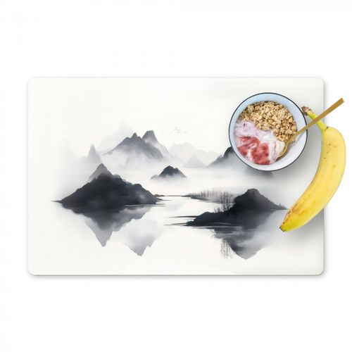 Placemat vinyl - Bergen - Mistig - Water - Wit
