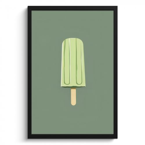 Poster met lijst - Groen - Waterijsje - Stokje - Illustratie