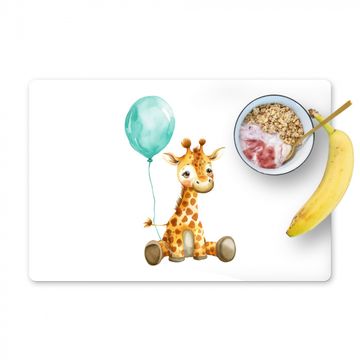 Placemat vinyl - Giraf - Baby - Dieren - Blauwe ballon