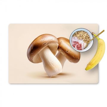 Placemat vinyl - Champignons - Zacht - Beige