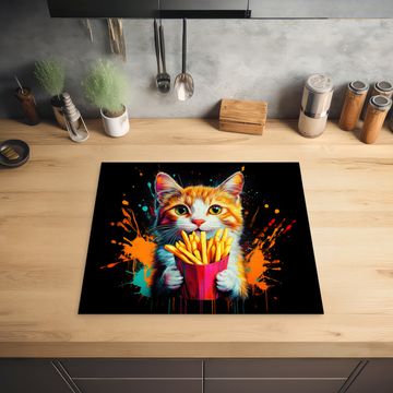 Inductie beschermer - Kat - Eten - Patat - Graffiti - Abstract