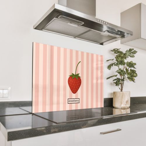 Spatscherm Aluminium - Aardbei - Strepen - Minimalistisch - Rood
