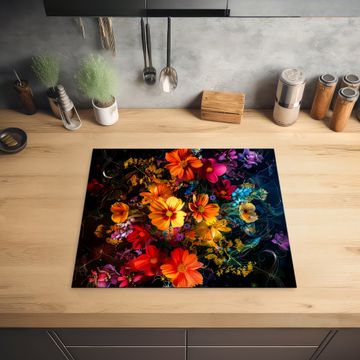 Inductie beschermer - Nachtelijke Bloemenpracht