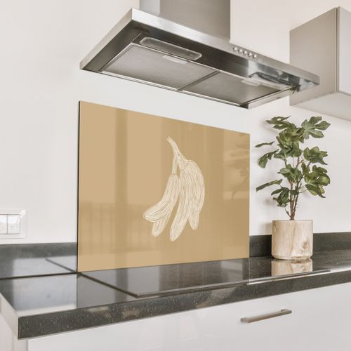Spatscherm Aluminium - Bananen - Beige - Lijntekening - Minimalistisch