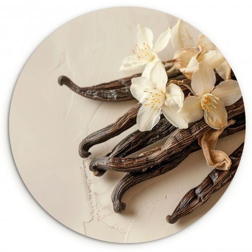 Muurcirkel - Vanille - Bloemen - Beige