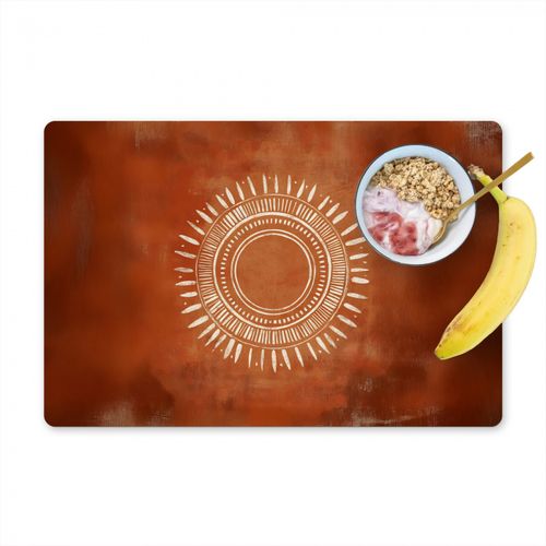Placemat vinyl - Abstract - Lijnen - Zonnestralen - Roodbruin