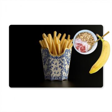 Placemat vinyl - Friet - Porselein - Delfts blauw - Eten