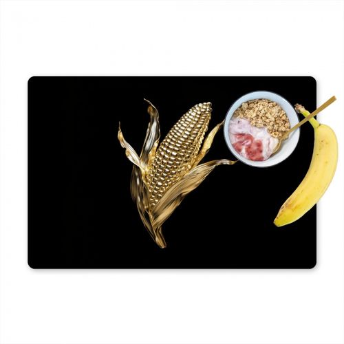 Placemat vinyl - Mais - Eten - Goud - Zwart