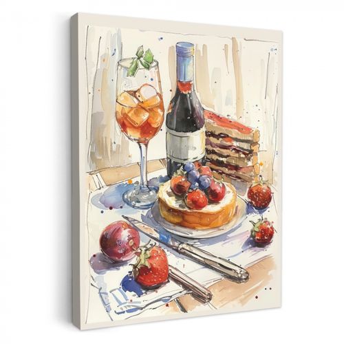 Canvas schilderij - Proeverij in Aquarel