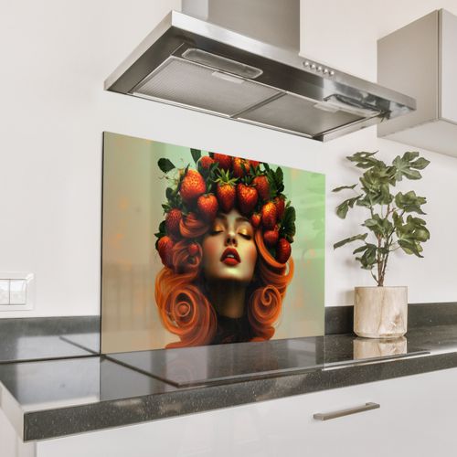 Spatscherm Aluminium - Vrouw - Aardbeien - Kroon