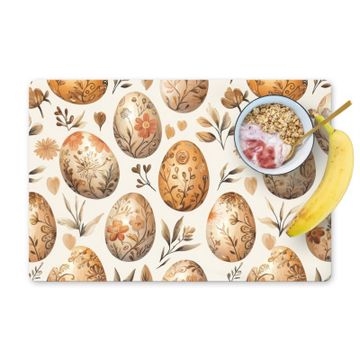 Placemat vinyl - Paaseieren - Bruin - Bloemen