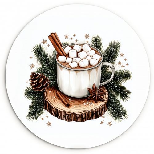 Muurcirkel - Winter - Hout - Chocolademelk - Drink - Kerst
