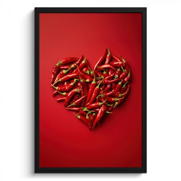 Poster met lijst - Pepers - Rood - Hart