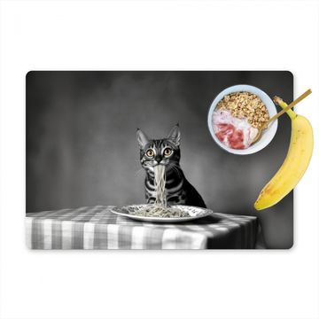 Placemat vinyl - Bengaal - Kat - Tafelkleed - Zwart - Wit - Dier