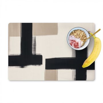Placemat vinyl - Zwart - Abstract - Japandi