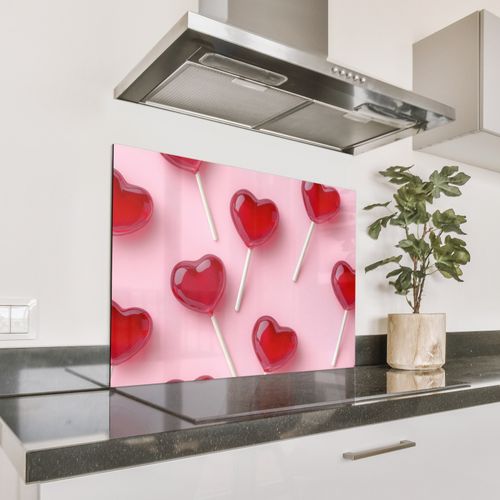 Spatscherm Aluminium - Lollies - Hartjes - Roze