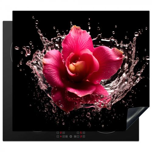 Inductie beschermer - Bloemen - Roze - Water - Zwart - Botanisch - Natuur