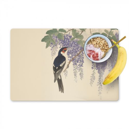 Placemat vinyl - Specht - Bloemen - Paars