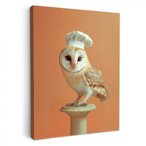 Canvas schilderij - Kerkuil - Koksmuts - Oranje - Vogel