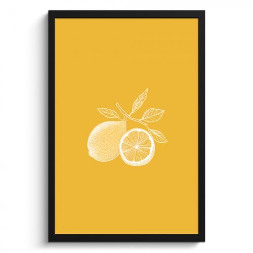 Poster met lijst - Citroenen - Illustratie - Minimalistisch - Geel