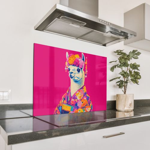 Spatscherm Aluminium - Lama - Kimono - Bloemenkrans - Felroze