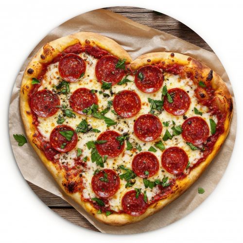 Muurcirkel - Pizza - Hart - Pepperoni - Tomaat