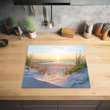 Inductie beschermer - Strandzonsondergang met Helmgras