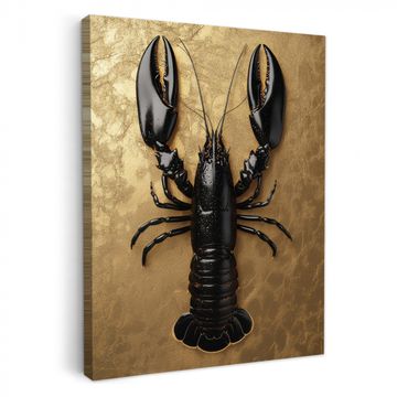 Canvas schilderij - Kreeft - Zwart - Goud - Luxe
