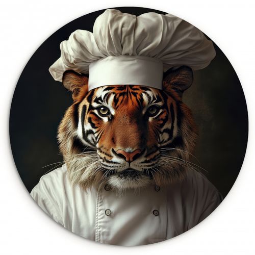 Muurcirkel - Tijger - Kokskleding - Bruin