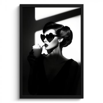 Poster met lijst - Vrouw - Zwart - Hart