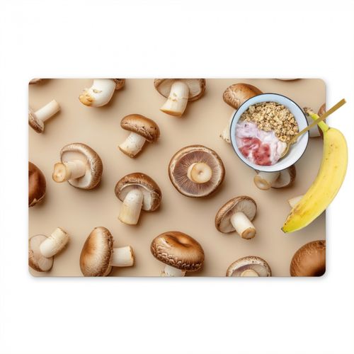 Placemat vinyl - Kastanje Champignons - Beige