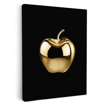 Canvas schilderij - Appel - Goud - Chrome - Zwart