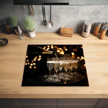 Inductie beschermer - Lichtjes - Champagne - Dienblad - Glazen