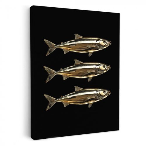 Canvas schilderij - Vissen - Goud - Zwart