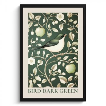 Poster met lijst - Groen - Vogel  - Bloemen