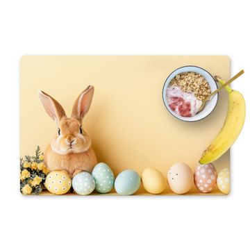 Placemat vinyl - Eieren -  Konijn - Pasteltinten