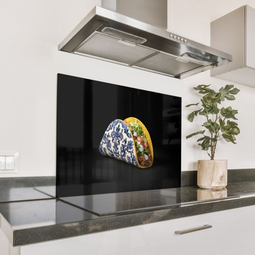 Spatscherm Aluminium - Taco - Vlees - Salade - Delftsblauw - Motief