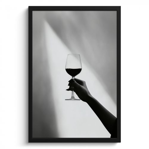 Poster met lijst - Lichtinval - Wijn - Rood - Glas